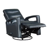 Lexicon Camden Faux Leather Swivel Glider Reclining Chair in Navy Blue Lexicon