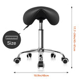 KKTONER Rolling Saddle Stool PU Leather Swivel Adjustable Rolling Stool with Wheels Salon Chair Black KKTONER
