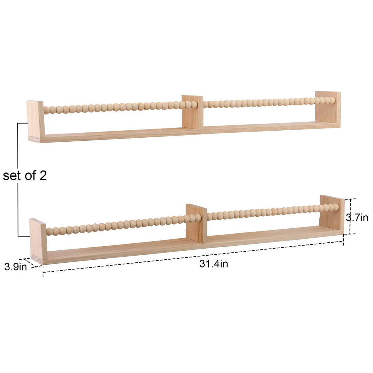 TUEGEGNS Nursery Book Shelves Wall Mounted Set of 2, 32 inches Wooden Floating Wall Bookshelves for Kids,Nursery Shelves for Bookshelf Wall,Kids Bookshelf for Kids Room, Bedroom and Study Room TUEGEGNS