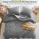 Comfort Spaces Queen Comforter Set Reversible Feather-Soft Plush Comforters for Queen Size Bed All Season Lightweight Shearling Fleece Sherpa Comforter Queen Size Bed Set, Full/Queen, Grey 3 Piece Comfort Spaces