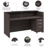 Bush Business Furniture Arrive 72W x 30D Reception Desk with Counter and Mobile File Cabinet in Storm Gray Bush Furniture