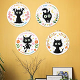 INFUNLY 4 Sets Black Cat Embroidery Kit for Beginner Inspirational Embroidery Starter Kit 11.8x11.8 Everything is Fine Hand Stitching Needlework Set with Step-by-Step Instruction for Home Decor