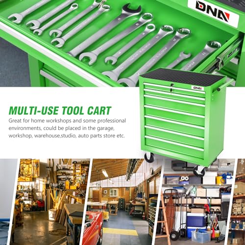 DNA MOTORING 7-Drawer Rolling Tool Cabinet Chest with Keyed Locking System Non-Slip Mat, for Garage Warehouse Workshop, Green, TOOLS-00399 - WoodArtSupply