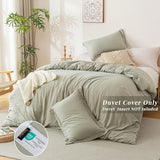 MILDLY Super Soft Duvet Cover - 100% Washed Microfiber October Mist Sage Comforter Cover Set 3 Pieces with Zipper Closure & Corner Ties (No Comforter) MILDLY
