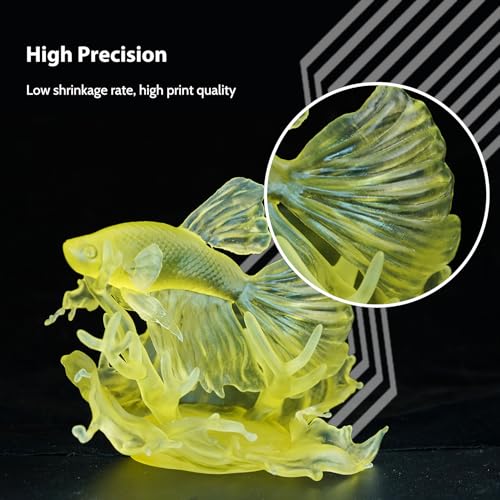 FUNCRECOL 3D Printer Resin Clear, High Precision Fast UV-Curing 3D Resin 405nm for LCD/DLP/MSLA Resin 3D Printer, Low Odor 3D Printing Resin Clear Yellow 1KG