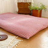 Red Gingham Japanese Floor Mattress Futon Cover Twin for 3-4" Thick Pad, Checked Plaid Japanese Tatami Mattress Cover,Grid Guest Sleeping Mat for Floor (Red Gingham, Twin) NSNLGSGC