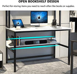 Aquzee 47 Inch White Computer Desk with Hutch and 3-Tier Bookshelf for Home Office Aquzee
