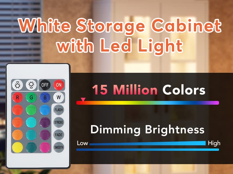 Tribesigns White Bookcase with LED Light and Drawers - Versatile Tall Storage Cabinet Tribesigns