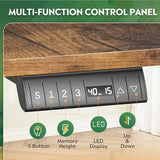 DEVAISE L Shaped Standing Desk Adjustable Height, Dual Motor Electric Corner Standing Desk, 63x55 inch Sit Stand up Home Office Desk with Splice Board, Rustic Brown DEVAISE