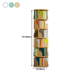 LITFAD Wood Bookshelf Revolving Bookcase Modern Bookshelves 360°Rotating Display Standing Storage Rack for Home Living Room,18.1" L x 18.1" W x 74" H,Yellow LITFAD