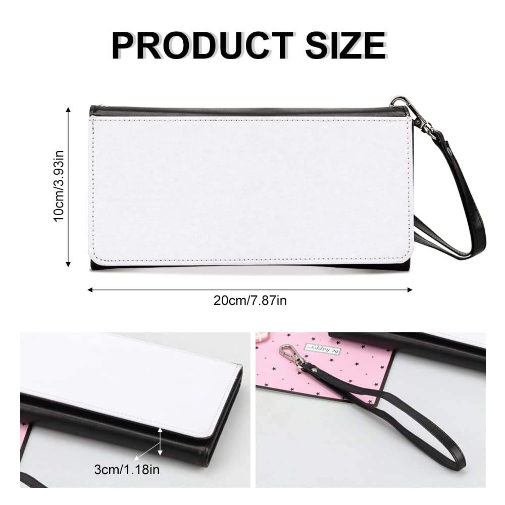 Sublimation Heat Transfer Wallet Blank, Fashion Clutch Wallets, Large Capacity Secure Buckle Leather Clutch Wallet, Wristlet Bag, DIY Craft Long Purse for Man Woman Father's Day Gift Chihutown
