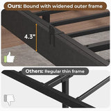 ADORNEVE Floating Queen Bed Frame, LED Bed Frame Linen Upholstered Platform Bed with Underbed Storage Space, Heavy Steel Slats Support, No Box Spring Needed, Noise Free，Dark Grey ADORNEVE