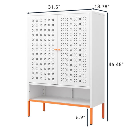 Grid Double Door Shoe Cabinet With Adjustable Compartments and Moisture-Proof Design HouseOfZazla