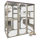 Ketive Catio Outdoor Cat Enclosure Cat Catio Cat House, Cat Cage Condo Indoor Playpen Kitty House Shelter with Multi Platforms, Waterproof Roof, Pull-Out Tray (59" L x 29.5" W x 67.7" H) ketive