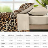 Nesker Comforter Set Queen Size, Cheetah Leopard Print Animal 7 Pcs Bedding for Kids and Adults, Wild Safari Skin Pattern Bed Sheet Sets with Fitted Sheet 2 Pillowcases & 2 Shams Nesker