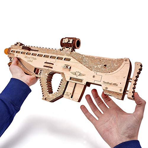 Wood Trick Assault Gun Wooden Model Kit for Adults and Teens to Build - Rifle Guns for Kids - 3D Wooden Puzzle Mechanical Model Wood Trick