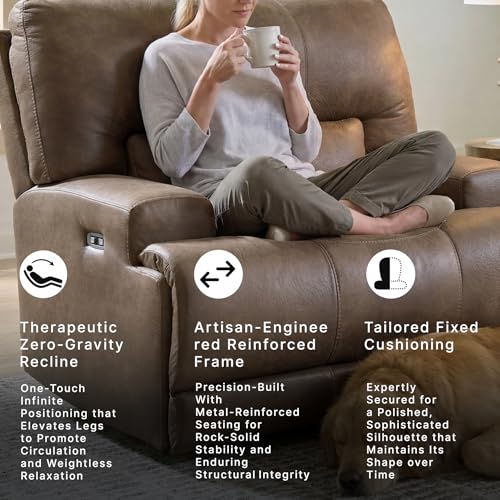 Signature Design by Ashley Bealeaf Contemporary Power Rocker Recliner with USB Ports, Dark Brown
