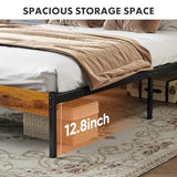 Sweetcrispy Queen Size Bed Frame with Headboard, 800LBS Mattress Foundation with All Sturdy Metal Support, Under Bed Storage, No Box Spring Needed, Easy Assembly, Rust Brown Sweetcrispy