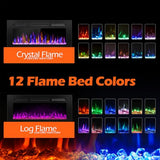 BETELNUT 30" Electric Fireplace Wall Mounted and Recessed with Remote Control, 750/1500W Ultra-Thin Wall Fireplace Heater W/Timer Adjustable Flame Color and Brightness, Log Set & Crystal Options BETELNUT