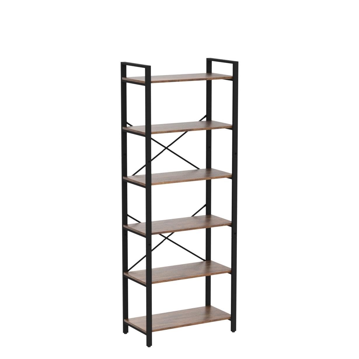 IRONCK Vintage Industrial 6-Tier Ladder Bookshelf - Durable Display Shelf for Home or Office - WoodArtSupply