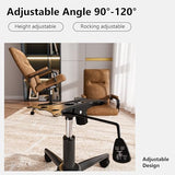 GXJ Brown Leather Office Chair with Wheels, Memory Foam Height Adjustable Computer Deak Chair, Rolling Swivel Executive Chair for Home Office GXJ