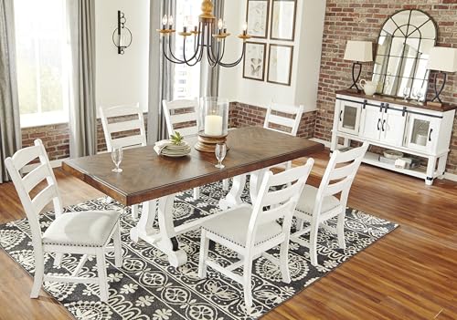 Signature Design by Ashley Valebeck Farmhouse Rectangular Extension Dining Table, Fits up to 8, White & Brown Signature Design by Ashley
