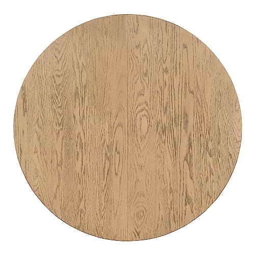 LUMISOL Extendable Round Dining Table Set for 4-6 People, Farmhouse Dining Room Kitchen Table Set with 4 Upholstered Chairs, 5-Piece Solid Wood Kitchen Table Set, Off White LUMISOL