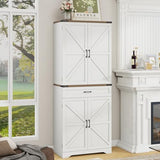 Halitaa 72" Tall Farmhouse Pantry Storage Cabinet with Organizer - Large Capacity Freestanding Cupboard for Kitchen, Dining Room, Living Room, White Halitaa