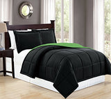 Mk Collection Down Alternative Comforter Set 2pc Twin Reversible Black/Lime Green New MK Home