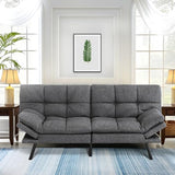 MUUEGM 71" Futon Sofa Bed, Convertible Couch Filled with Memory Foam, Modern Loveseat with Adjustable Backrest&Armrest, Sofas for Living Room,Game Room,Dormitory,Office.Grey Fabric MUUEGM