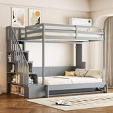 Merax Full Over Full Size Murphy Bed with Hydraulic Lift and Built-in Desk, Space-Saving Wall Bed with Desk Design, Ideal for Home Office, Small Rooms, or Apartments, Gray Merax