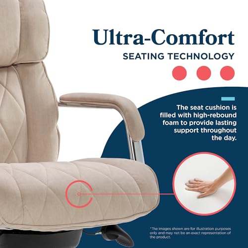 La-Z-Boy Sutherland Ergonomic Fabric Swivel Computer and Desk Chair, Cream (CHR10048D) La-Z-Boy