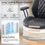 YFO Home Office Desk Chair Office Rubber Casters Ergonomic Computer Chair with Lumbar Support Adjustable Height Rolling Swivel Executive Task Armrests Chair， Black PU YFO