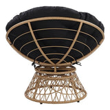 OSP Home Furnishings Wicker Papasan Chair with 360-Degree Swivel, Natural Frame with Black Cushion OSP Home Furnishings