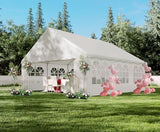 20x20ft Party Tent Heavy Duty Wedding Tent Outdoor Canopy Event Shelters Galvanized Canopy Commercial Tent with Removable Sidewall Windows for Outdoor Events Wedding Birthday Hipicute
