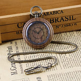 Tiong Wooden Pocket Watches for Men Handmade Bamboo with Chain Analog Quartz Wood Pocket Watch Father's Day Gifts for Dad(Dark Brown) Tiong