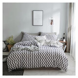 YUSIWOAL Black white Wave pattern Bedding Set Cotton Duvet Cover Set Twin Queen King Single Double Europe Family Size Bed Line,Summer Duvet Cover sets(C,King Size 4pcs) YUSIWOAL