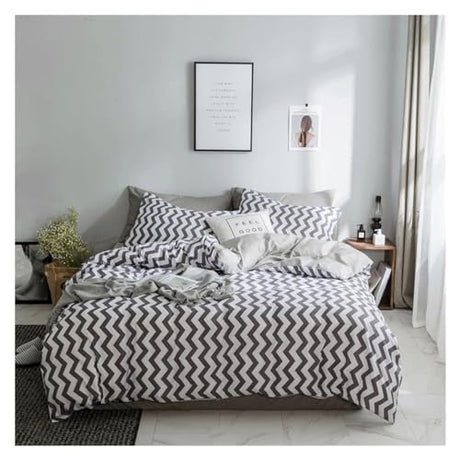 YUSIWOAL Black white Wave pattern Bedding Set Cotton Duvet Cover Set Twin Queen King Single Double Europe Family Size Bed Line,Summer Duvet Cover sets(C,King Size 4pcs) YUSIWOAL
