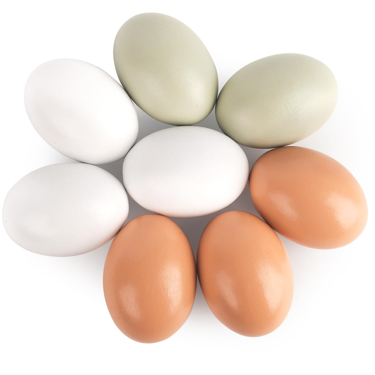 LovesTown 8PCS Wooden Fake Eggs, 3 Colors Toy Egg Wooden Egg Faux Eggs for Crafts Fake Chicken Eggs Nesting Eggs LovesTown