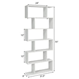 Tangkula 6 Tier S Shaped Bookshelf, 31.5''L x 9''W x 75''H, Wooden Bookcase and Bookshelves w/Anti-Toppling Device, Room Divider Display Shelves for Living Room, Home Decor, 6 Shelf Bookshelf Tangkula