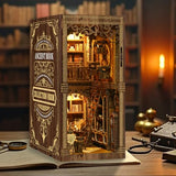 THRIVINGIVAN Book Nook Kit for Adult Miniature Model Build Dollhouse Kit 3D Wooden Puzzle with Sensor Led Light for Bookshelf Bookend Decor Adults Teen Craft(Classical Book Collection Room), 1Pack