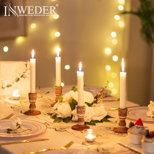 Inweder Candle Holders for Candlesticks, Wood Taper Candle Holders, Set of 2 Candle Holders for Table Centerpiece, Rustic Candle Holder, Farmhouse Candle Holders for Wedding, Home Decor, Event Inweder
