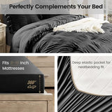 QUIETSEA Twin Comforter Set Seersucker 5 Pieces Luxury Ruffle Bed in a Bag Twin Size for All Season Black Bedding Set with Comforter, Pillowcase, Flat Sheet, Fitted Sheet and Pillow Sham QUIETSEA