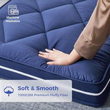 Jamdok 4Inch Floor Mattress,3 Layer Structure Cot Mattress Topper,Gel Memory Foam Futon Mattress,Removable Thickened Cover,Portable Roll Up Sleep Pad (Blue, 72X24) Jamdok