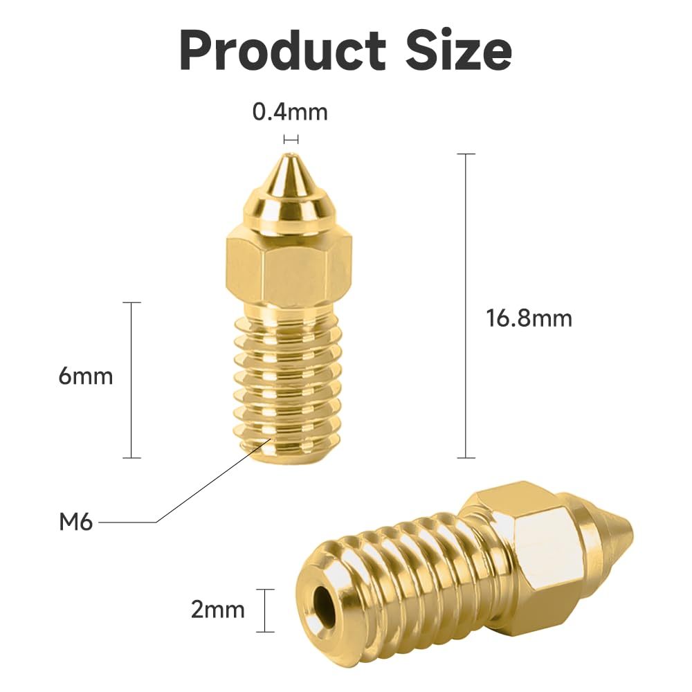 Creality Official Ender 3 V3 SE Nozzle, 5 Pcs 0.4mm High Speed M6 Extruder Nozzles, 3D Printer Brass High Temperature Wear Resistant Nozzle for Ender 5 S1, Ender 7 Creality