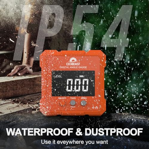 Coobeast Digital Angle Finder, Digital Level Angle Gauge with Backlight & Magnetic Base Compact Digital Protractor Angle Measuring Tool Inclinometer for Woodworking Construction Table Saw Gift for Men coobeast