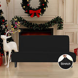 Easy-Going Stretch Futon Slipcover Armless Futon Bed Cover Furniture Protector Without Armrests with Elastic Bottom for Kids, Soft Jacquard Fabric Small Checks (Large, Black) Easy-Going