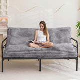 YOSHOOT 6 Inches Futon Mattress Full Size, Thick Futons Sofa Bed Couch, Floor Mattress for Adults, Shredded Foam Filling(Frame Not Included), Medium Firm, Grey YOSHOOT