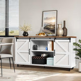 Farmhouse Style 58'' Coffee Bar Cabinet with Sliding Barn Door and Storage by 4ever2buy 4ever2buy