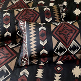 Tyrot Queen Comforter Set – 3 Piece Black Red Boho Aztec Bedding, Western Southwestern Style Comforter Sets, Soft Lightweight Comforter for All Seasons, 1 Comforter & 2 Pillow Shams Tyrot